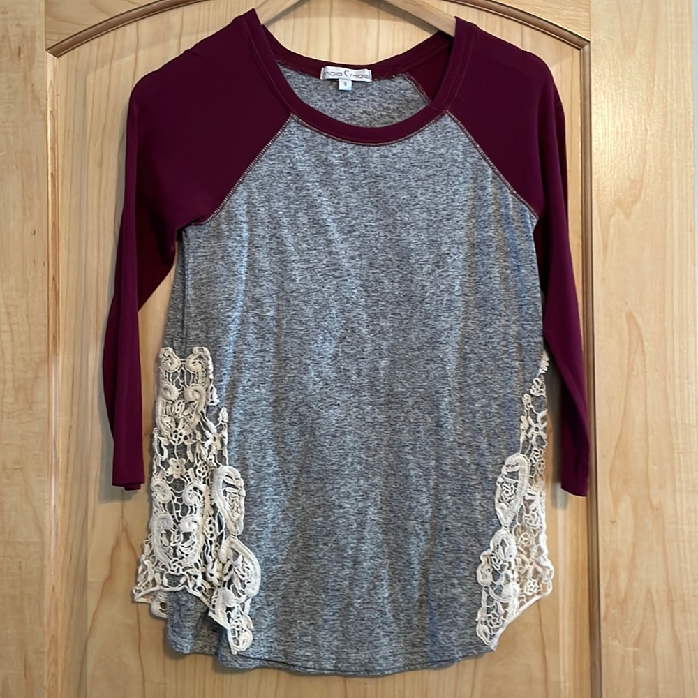 Baseball 3/4 sleeve tee with lace